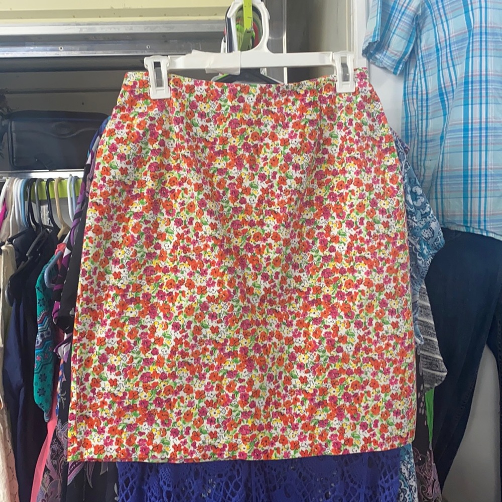 Mid Length Bright Floral Skirt